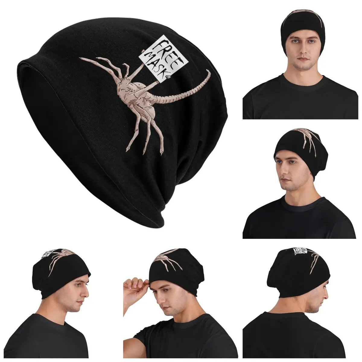 

Free Mask! - Facehugger Warm Knitted Cap Hip Hop Bonnet Hat Autumn Winter Outdoor Beanies Hats for Men Women Adult
