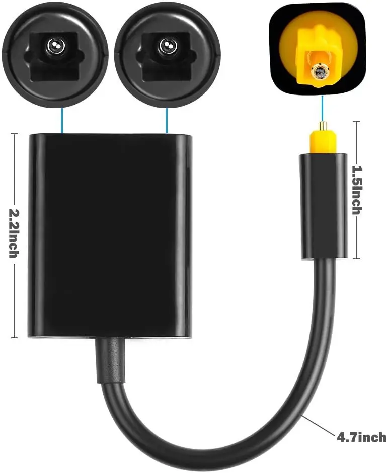 디지털 SPDIF 광 오디오 분배기 1x2 어댑터 2웨이 Toslink 분배기 SPDIF 광 오디오 분배 케이블 입력 1개 출력 2개