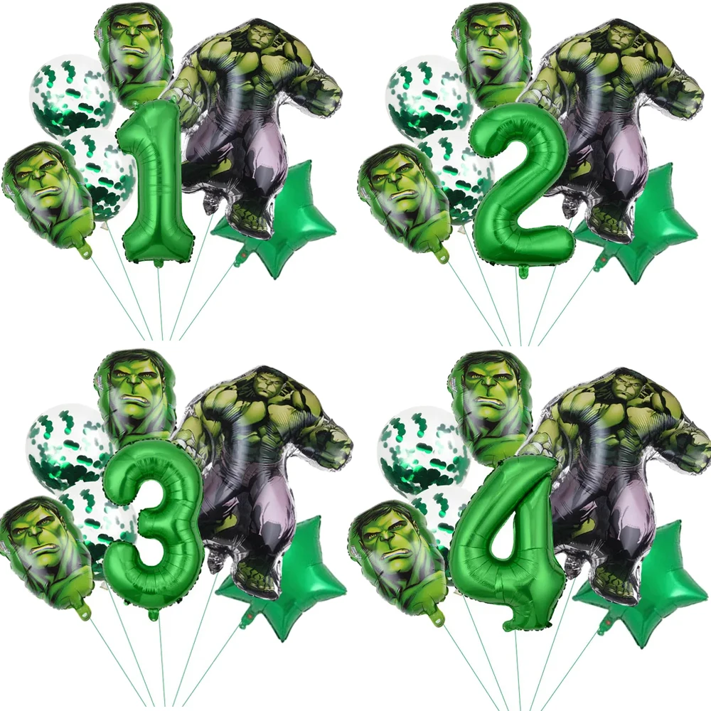 Superhero Hulk Theme Decoration Latex Number Balloon Birthday Party Decorations Super Hero Baby Shower Supplies Kid Globos