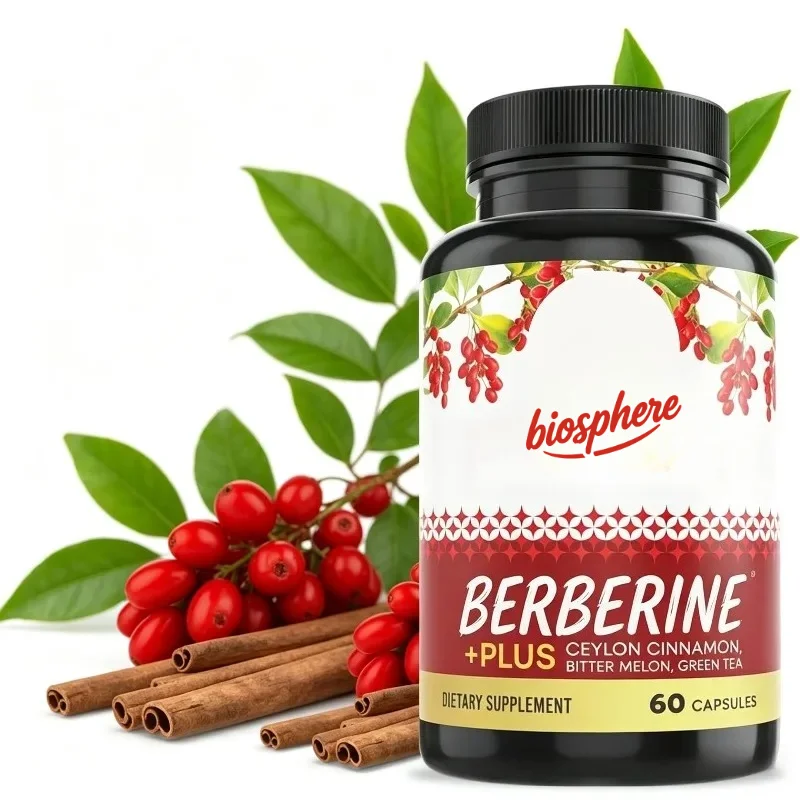 Berberine HCL 1200mg, containing Ceylon cinnamon, bitter gourd, and green tea extracts -60 capsules