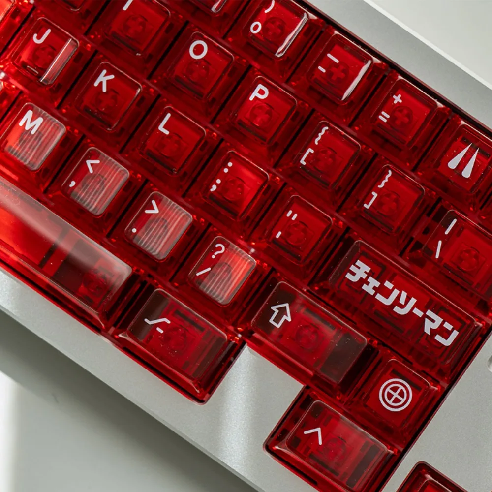 Set di copritasti POWER Ruby PC ad alta trasparenza 149 tasti Interruttore magnetico artigianale Profilo in ciliegio Accessorio per tastiera meccanica