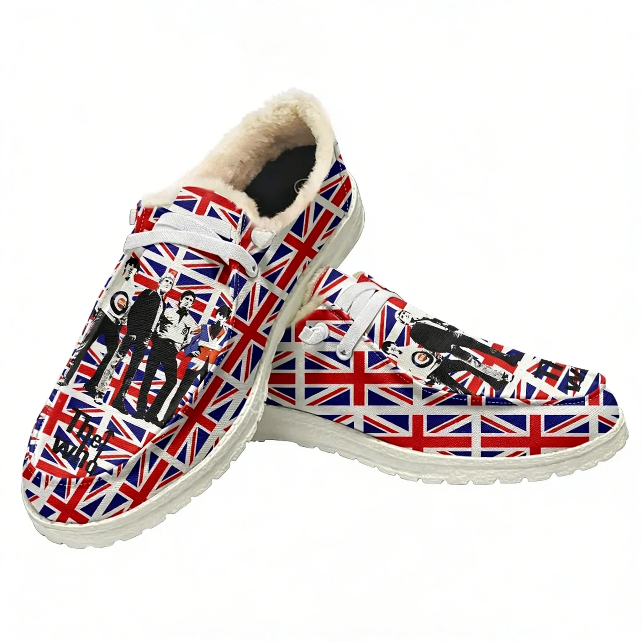 

The Who Velvet Flat Shoes Mens Womens Teenager Warm Casual Shoe Indoor Outdoor Personalized Light Couple Print Customized Shoes