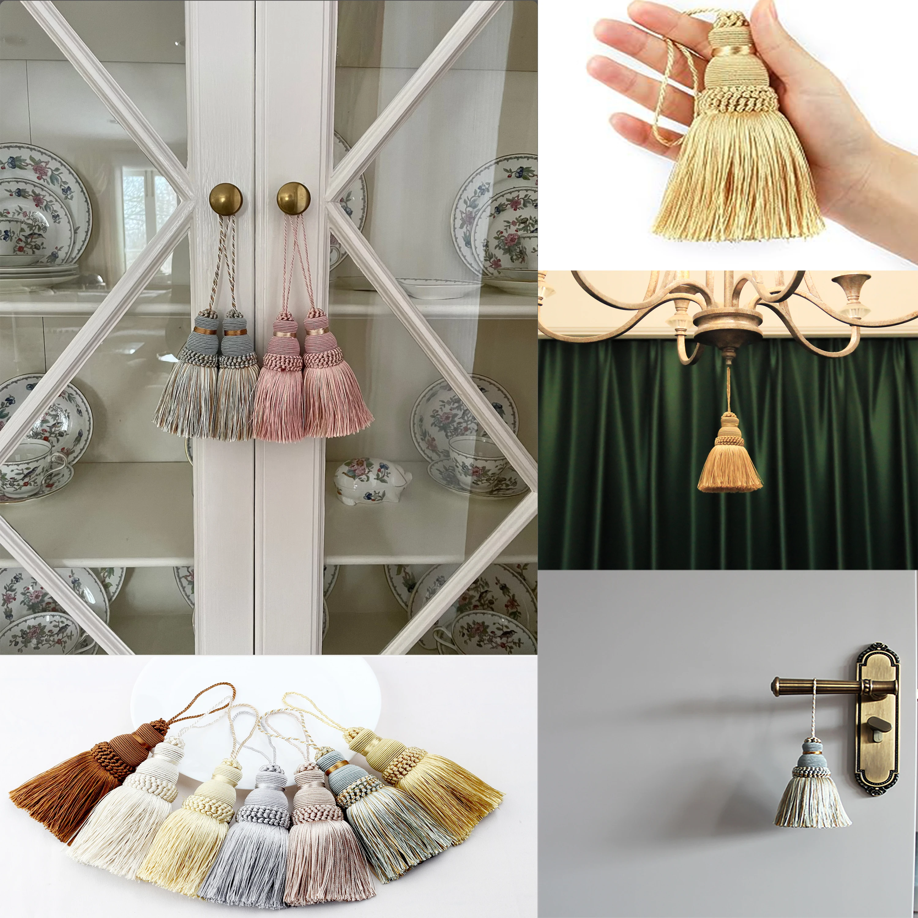 1Pc Home Decor Hanging Rope Silk Tassel Fringe  Tassel Trim Garment Decoration Key Tassels for DIY Embellish Curtain Accessories