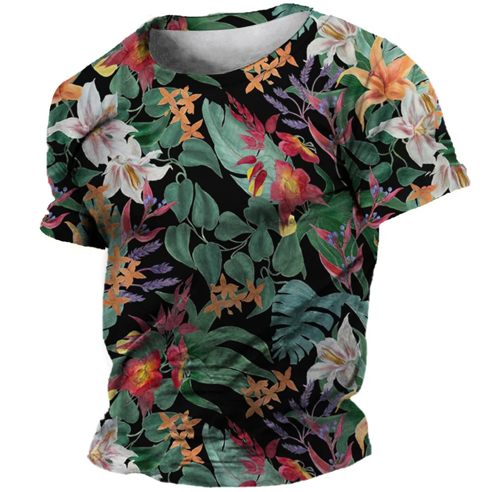 Men\'S Summer T-Shirts 3D Coconut Tree Print Short Sleeve Tops Hawaiian Casual Holiday T Shirt Oversized Tee Shirt Men Clothing