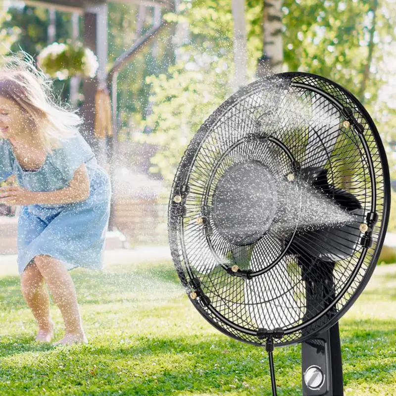 Fan Misting Kit Upgraded Portable Fan Misting Kit Long-Lasting Coolness Patio Fan Misters Garden Fan Accessories With 6