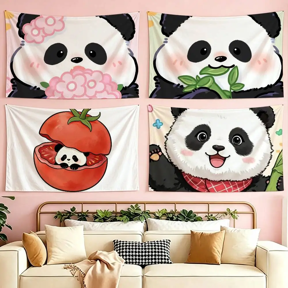 

Soft Milk Panda Cute Flags Wall Hanging Tapestry Outdoor Garage Room Decorative flag Background Blanket