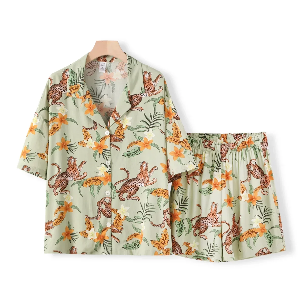 Tiger Animals Print Cotton Pajamas for Women Comfortable Sleepwear Ladies Pajamas Suit for Spring and Summer Ladies Homewear image 3
