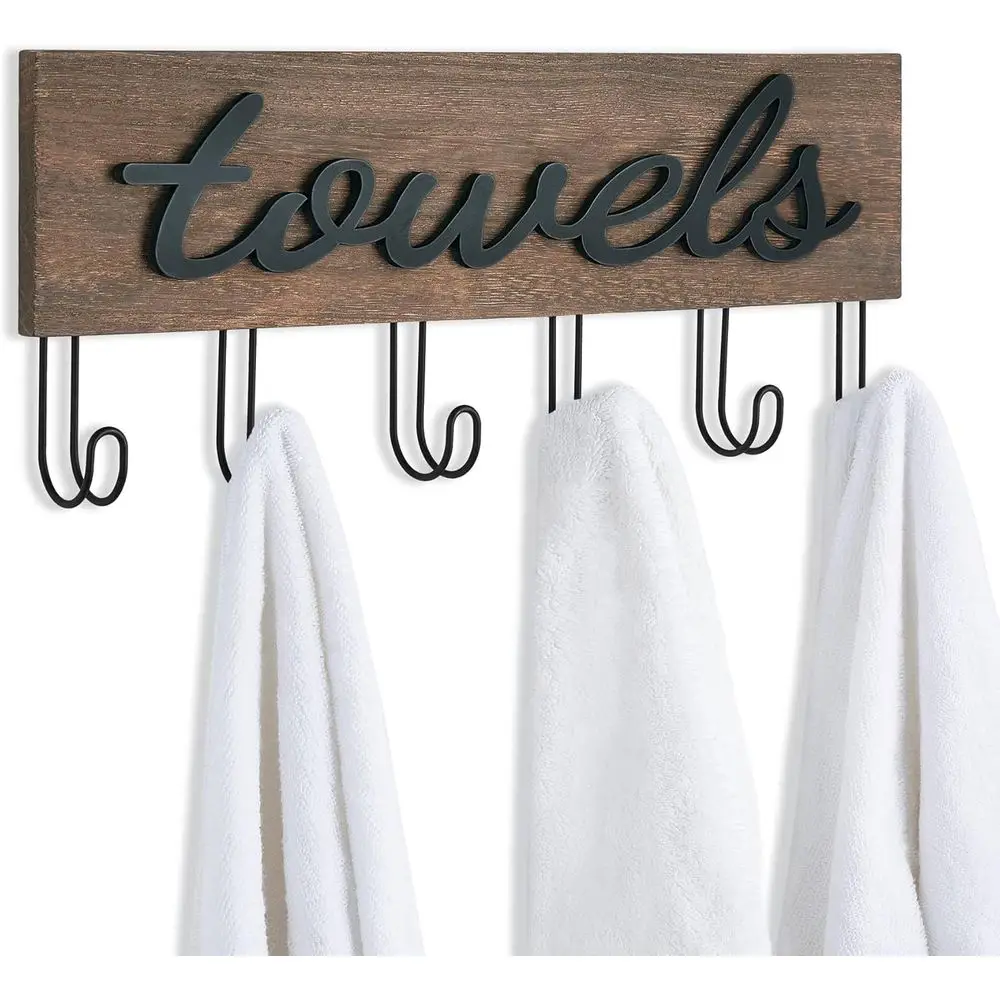 

Rustic Wall-Mounted Towel Rack for Bathroom, Medium-Sized, Holds Towels, Robes, and Clothing