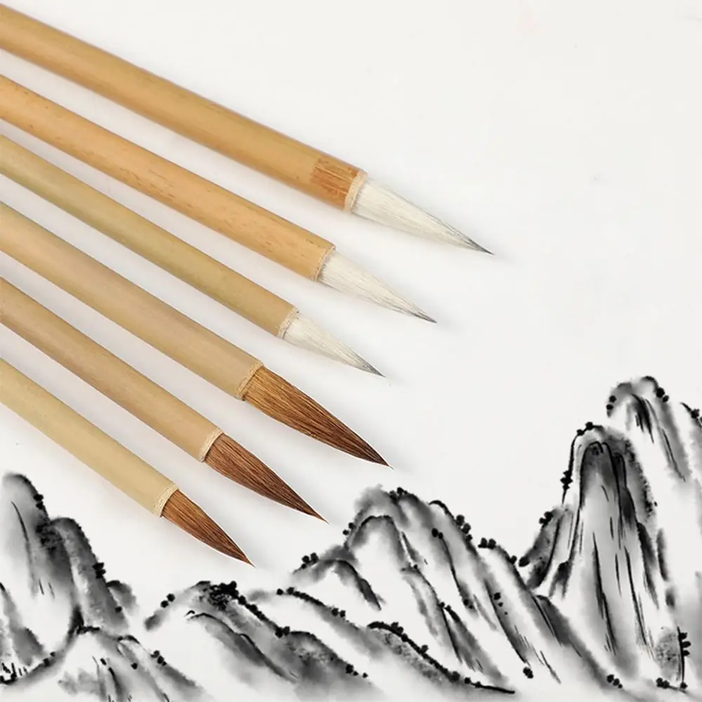 油彩水彩中国書道筆油絵竹経典筆狼毛アートペイントブラシ練習用