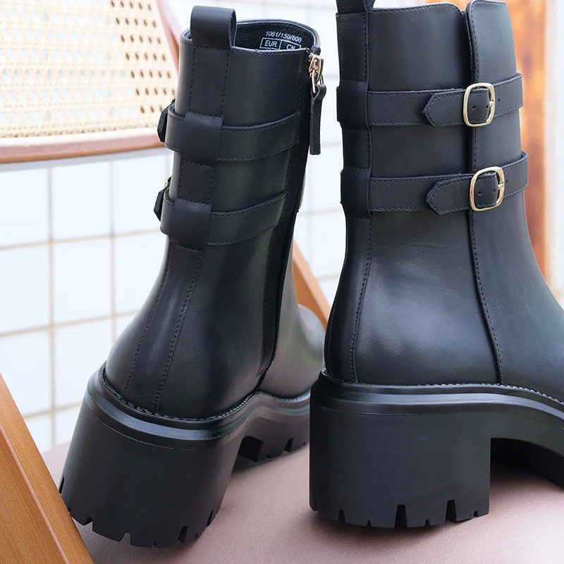 Autumn and winter MD foot zipper fashionable leather boots