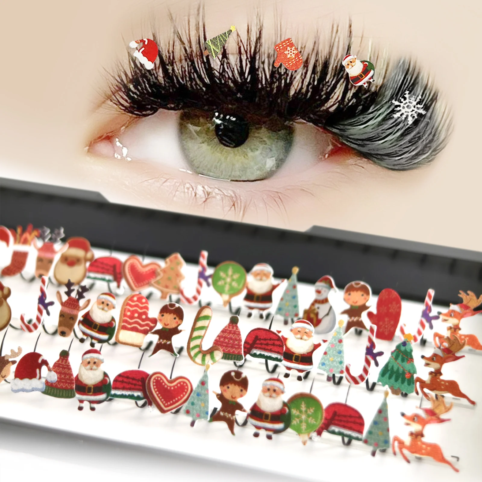 Honey Eyelash DIY Christmas Eyelashes Extensions Glitter A/M Snowflake Eyelashes False Lashes 10-15mm