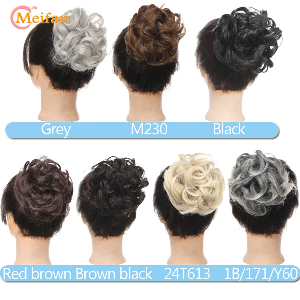 MEIFAN Synthetic Claw Chignon Messy Curly Fluffy Hair Bun Clip In Ponytail Extensions Natural False Hairpieces for Women