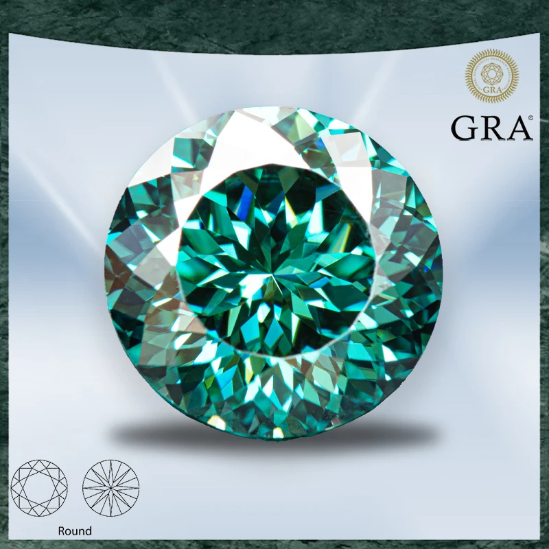 

Moissanite Stone Round Shape 100 Faces Cut Emerald Green Natural Colours with GRA Certificate Top Charms Jewelry Making Material