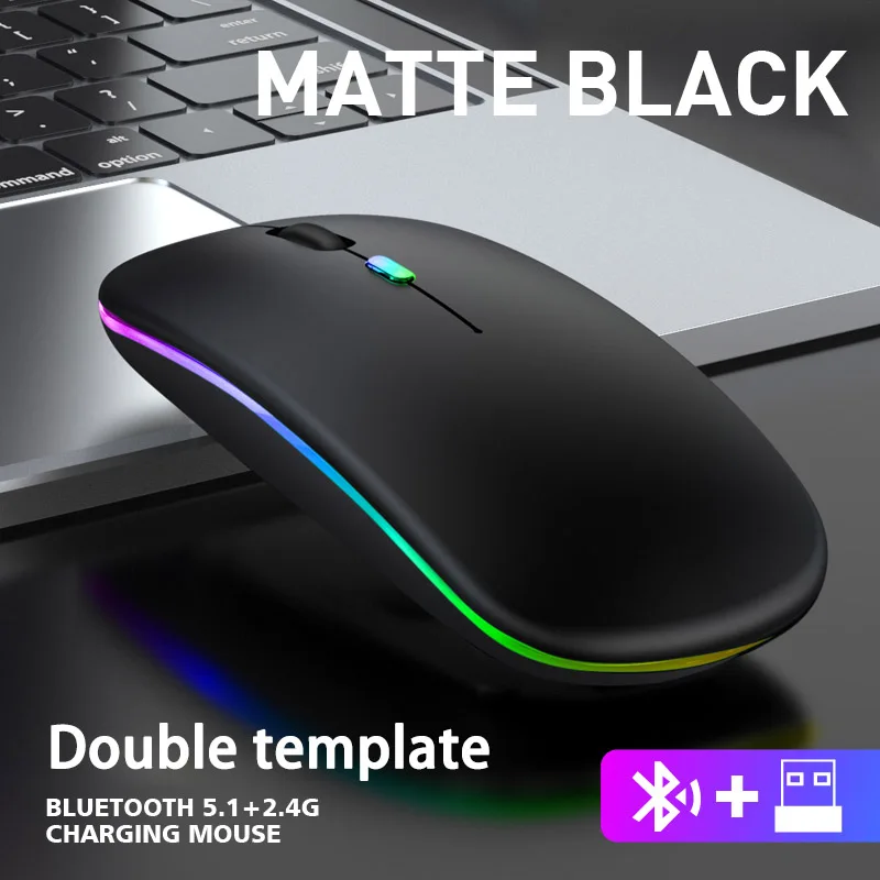 

Bluetooth 5.2 Wireless mouse With USB Rechargeable RGB Mouse For Laptop Computer PC Macbook Gaming Mouse 2.4GHz 1600DPI