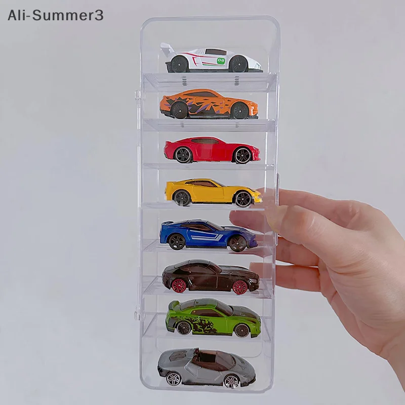 1:64 Scatola di visualizzazione per auto in acrilico per modello di auto giocattolo 8 Grid Cabinet Rack Scatola di immagazzinaggio per auto impilabile antipolvere Espositore trasparente