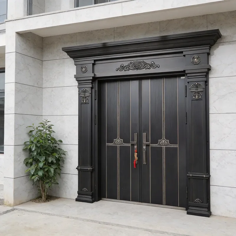 Rural Self Built House Villa Zinc Alloy Class A Anti Theft Door With Chinese Style Cast Aluminum Door Head