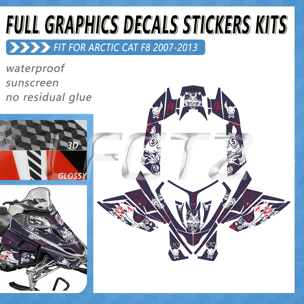 Fit for Arctic Cat F8 2007 2010 2011 2012 2013 Graphics Kits Snowmobile Full Fairing Decor Background Decals Stickers Customize