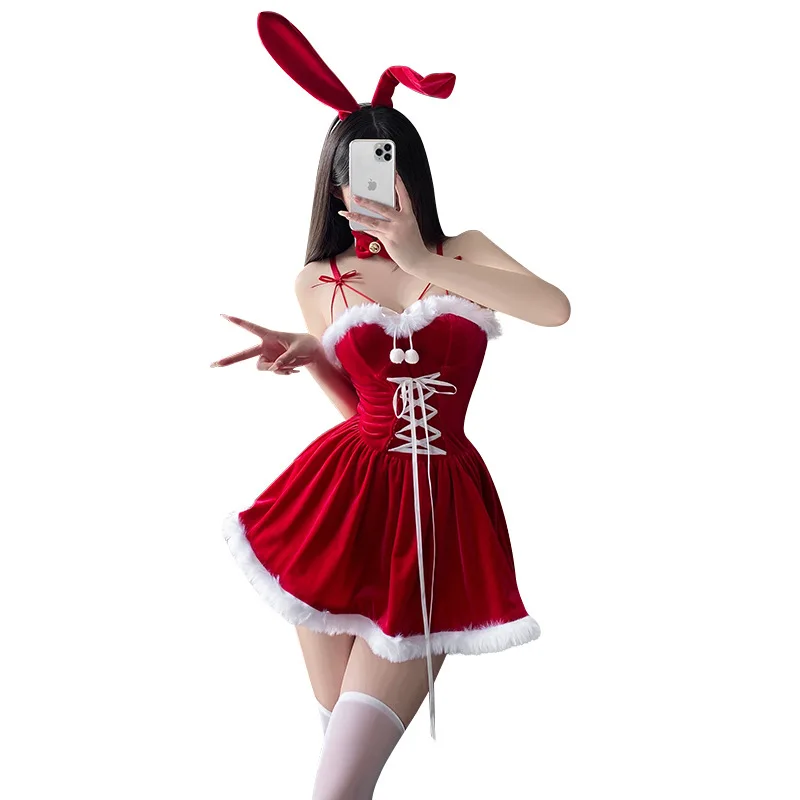 クリスマス衣装かわいいバニーガールコスプレナイトクラブ服甘いドレススーツ女性制服アニメ衣装クリスマス新年パーティー