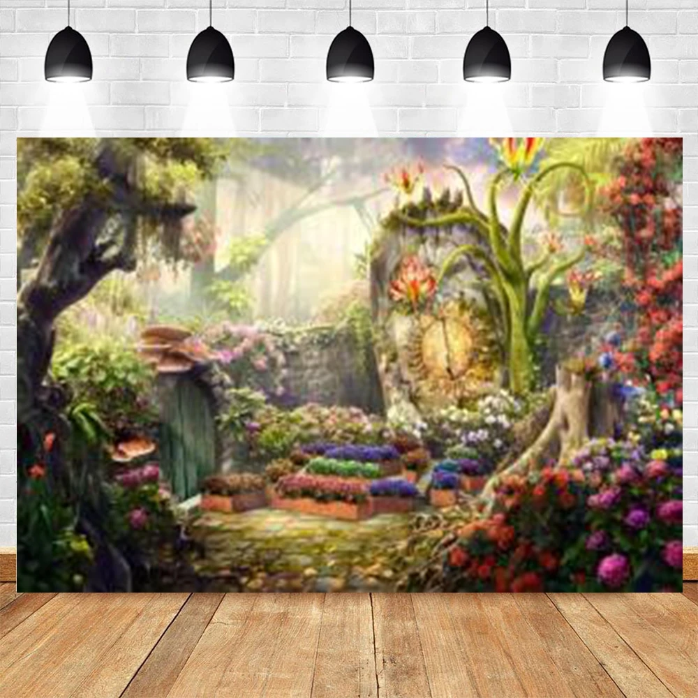 Spring Castle Floral Sea Photography Backdrop Garden Flower Wonderland Girl Princess Baby Birthday Portrait Photo Background