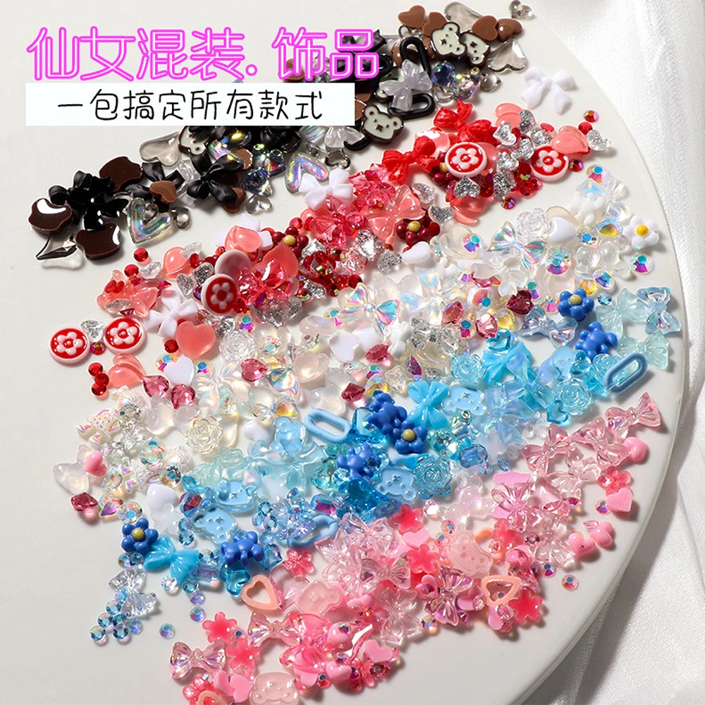 50 pz colorato misto resina Kawaii Nail Art strass 3D Charms Exqusite acrilico gioielli decorazioni per unghie accessori per unghie fai da te