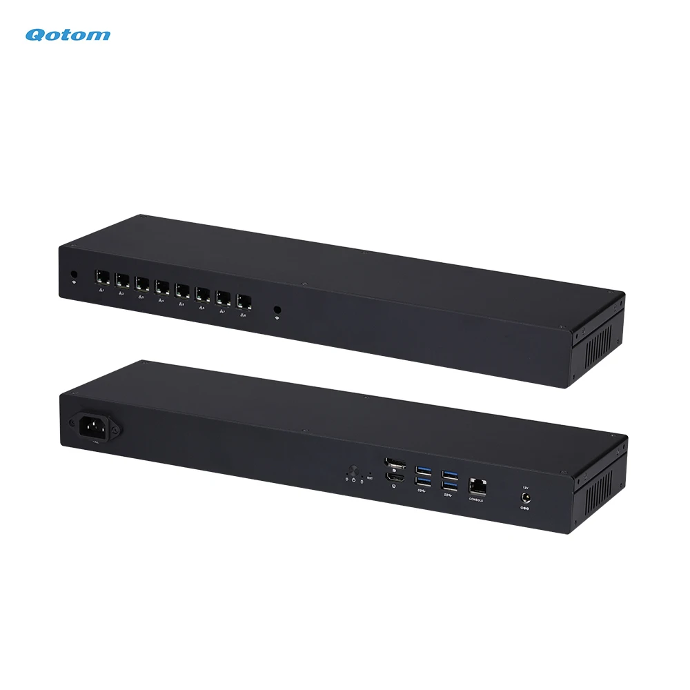 Qotom Mini PC i7-10710U 6 Cores Up to 4.7 GHz  8x I225V 2.5G LAN 1U Rack Firewall Router