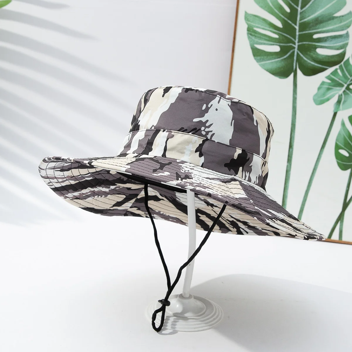 Spring and summer children's outdoor camouflage fisherman hat with fashionable print, water-resistant and sun-protective cap