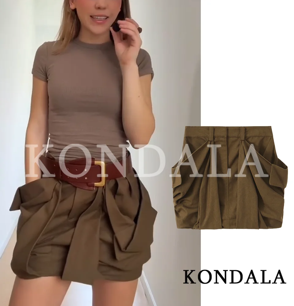 

Шорты-карго KONDALA с большими карманами, женские модные плиссированные шорты, новинка 2026 года, весна-лето, уличный стиль, женские шорты