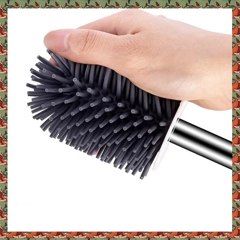 

Toilet Brush And Holder Set Silicone Bristles Bathroom Cleaning Bowl Brush Kit With Tweezers,And Handle