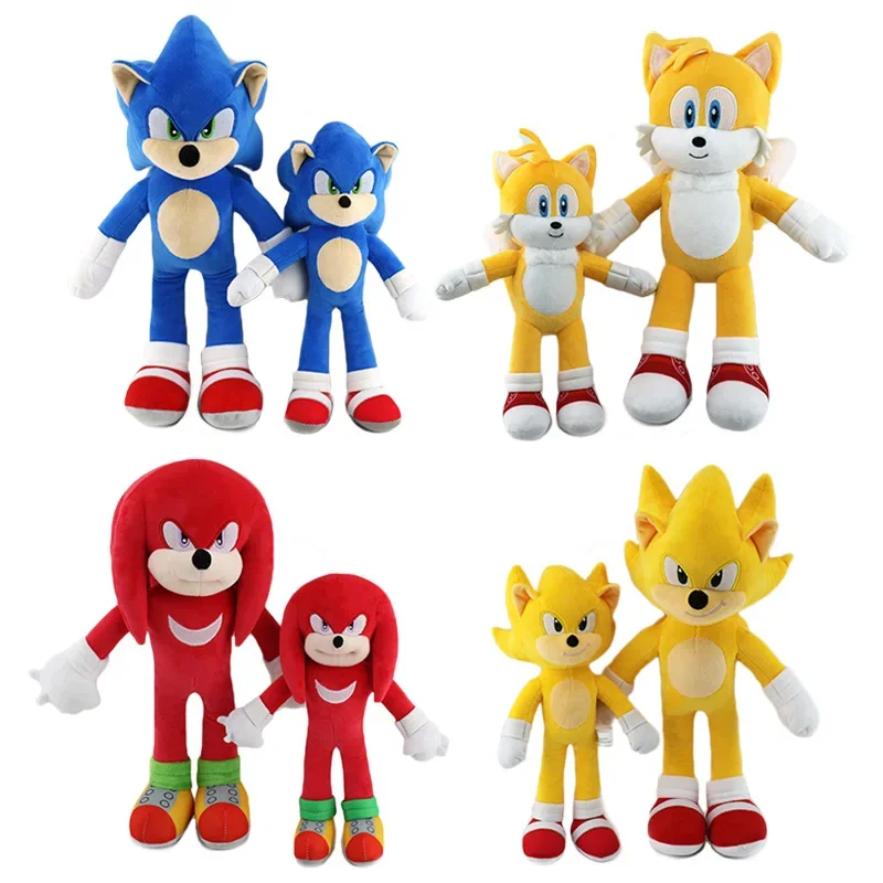 Muñeco de peluche de Sonic The Hedgehog, juego de dibujos animados, nudillos de Anime, Shadow Silver Tails, juguetes de peluche Metalsonic, 25-36cm