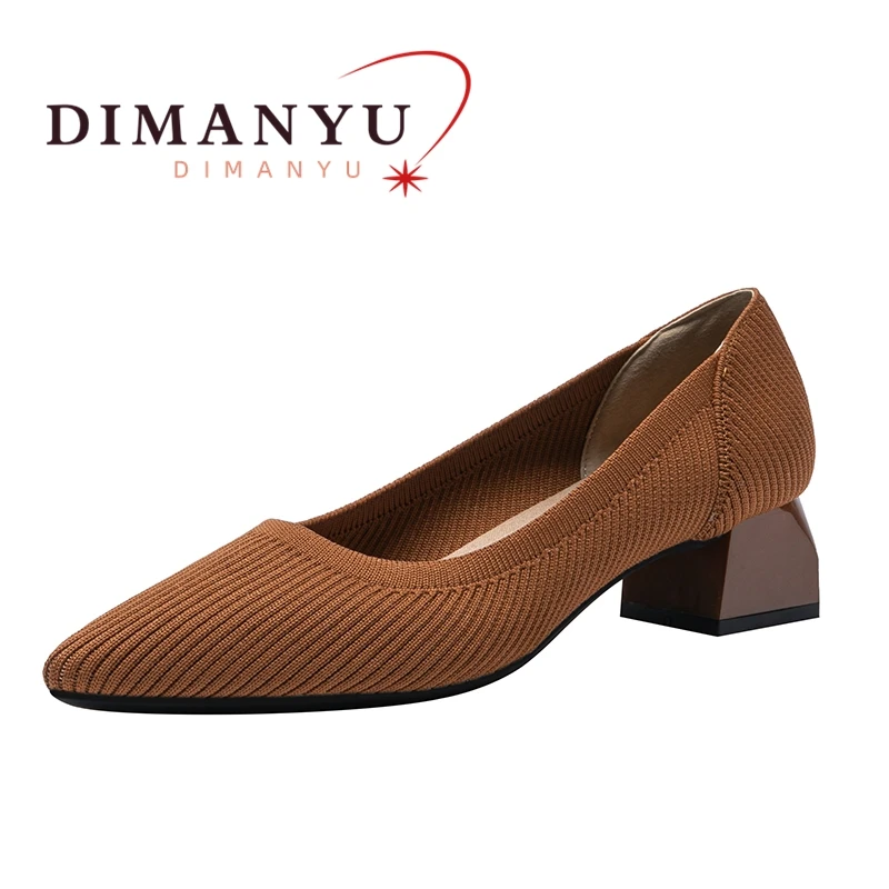 

DIMANYU Women Dress Shoes 2024 New Large Size Ladies Shoes Thick Heel Non-slip Vintage Knit Shoes For Women