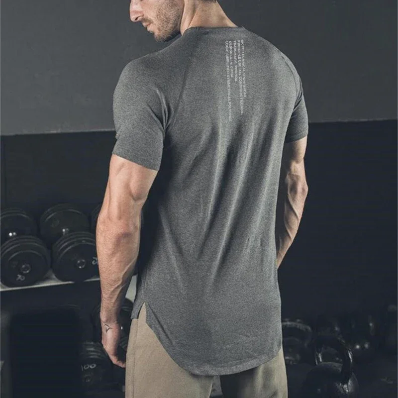 Muscleguys Gym t shirt Men Fitness Workout Cotton T-Shirt Bodybuilding Workout Skinny Tee shirt Summer Casual Sports Clothing