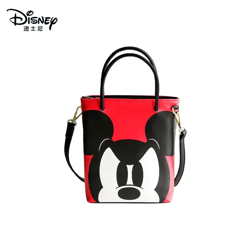 Disney Fashion Shoulder Bag PU Leather Women\'s Cartoon Print Crossbody Bag Mickey Student Commuting Waterproof Handbag Girl Gift