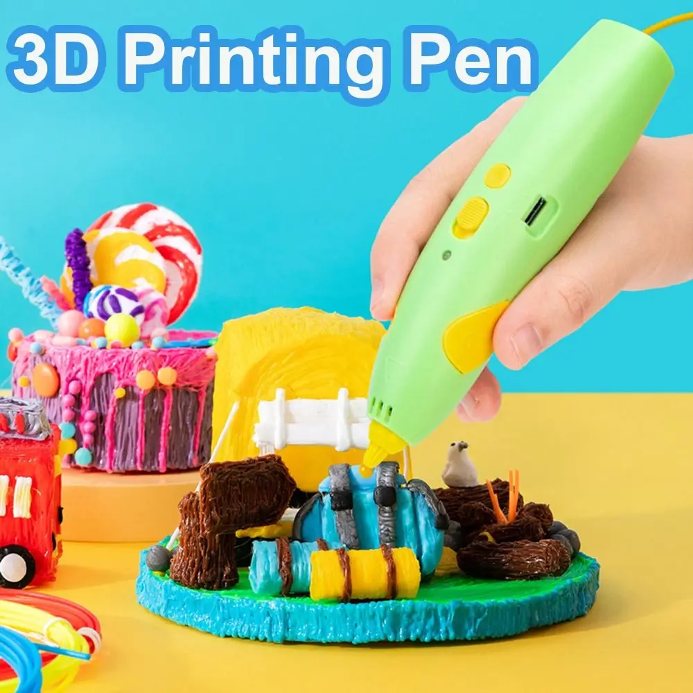 Stylo d'impression 3D créatif, bricolage, basse température d'impression, ABS, avec Filaments PCL de 6M, 1.75mm, câble USB, stylo de dessin pour enfants