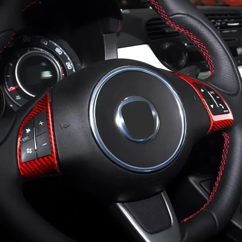 

For Fiat 500 For Abarth 595 Real Dry Carbon Fiber Sticker 10~2015 Steering Wheel Button Interior Trim Modification Accessories