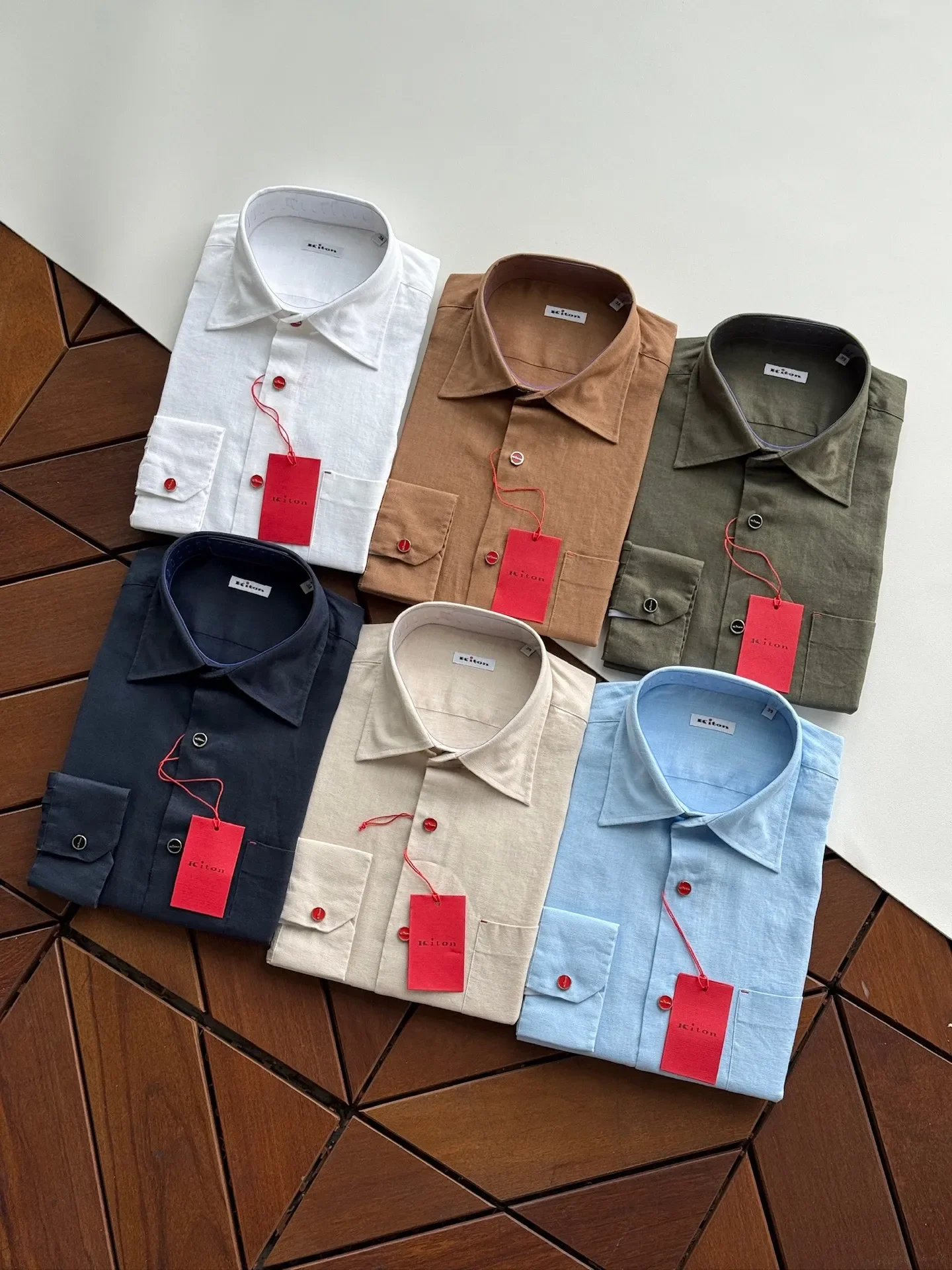 Kiton Italian old money style business casual linen men's lapel long-sleeved shirt 26ss