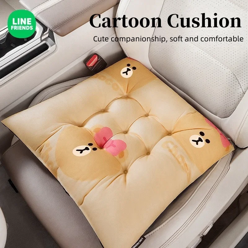 

Line Friends Winter Brown Home Chair Sofa Cartoon Plush Cushion Office Student Dormitory Thickened Stool Choco Car Waist Cushion