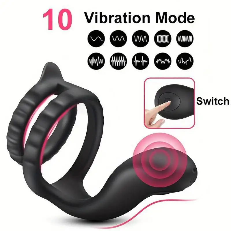 Anello del pene vibrante in Silicone per uomo-eiaculazione ritardata, stimolazione del clitoride-Sextoy erotico per adulti