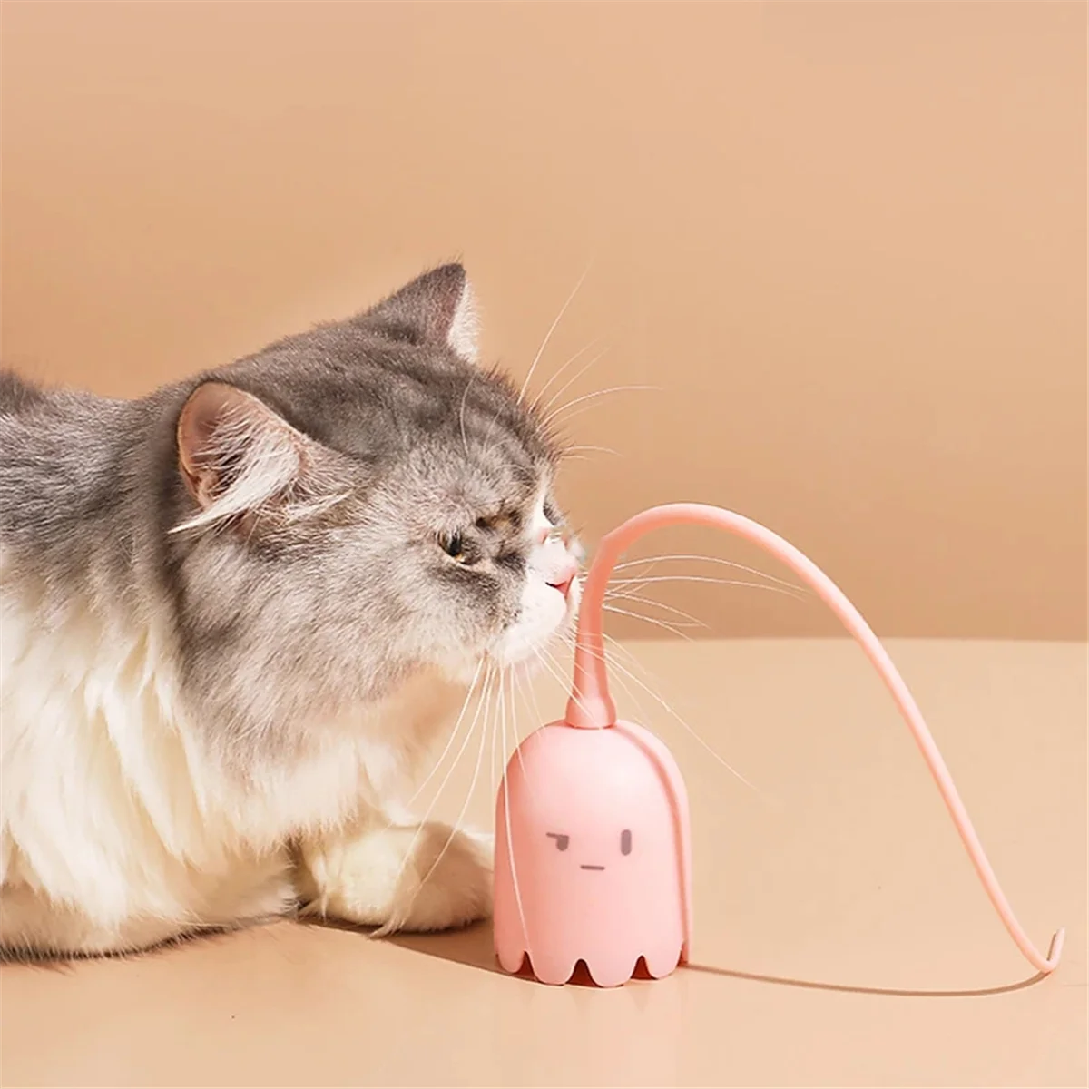 Interactive Cat Toy USB Cat Pet Silicone Automatically Rotates Mouse Tail.Kitten Teasing Stick Green