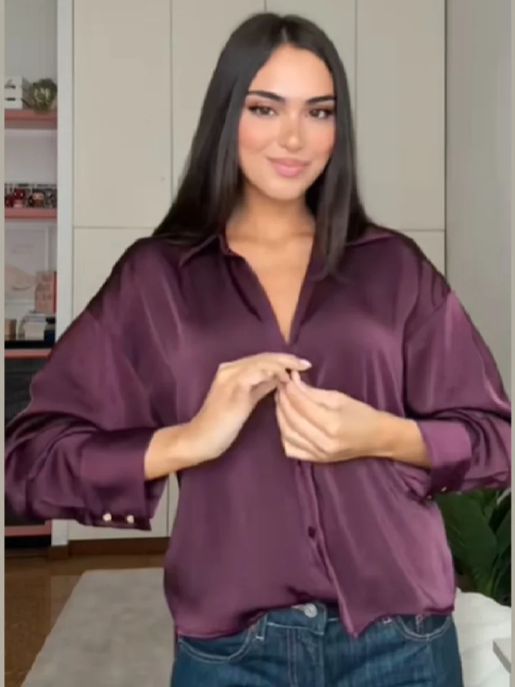 

Elegant Chiffon Shirt Button Waistband Long Sleeved Short Top Trendy Fashionable Modest Commuting Office Women's Autumn Clothes