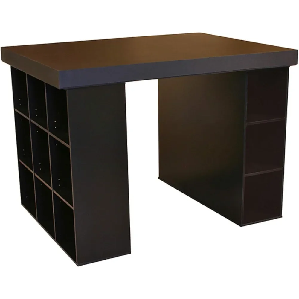 Desk with Bookcase and 3 Bin Cabinet in Black – Stylish and Functional Office Furniture