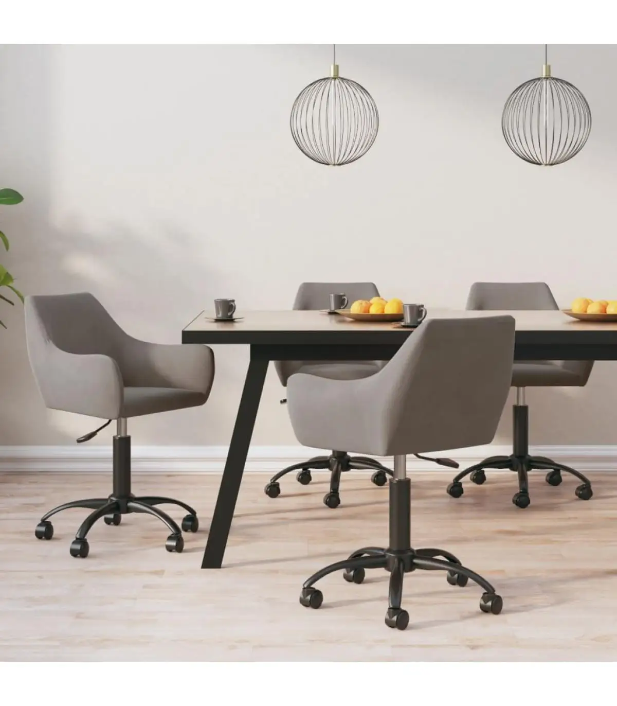 Dining chairs rotating dining chairs 4 units light gray velvet