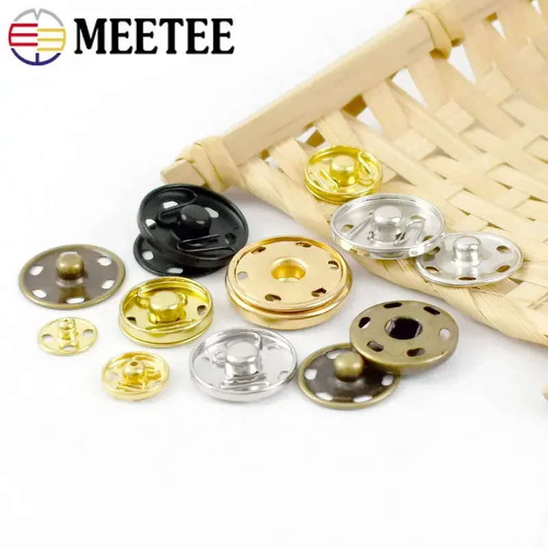 Meetee 50 set 8-30mm bottone a pressione in metallo Scrapbooking bottoni a pressione invisibili bottoni chiusura per cappotto fibbia per cucire accessorio per indumenti