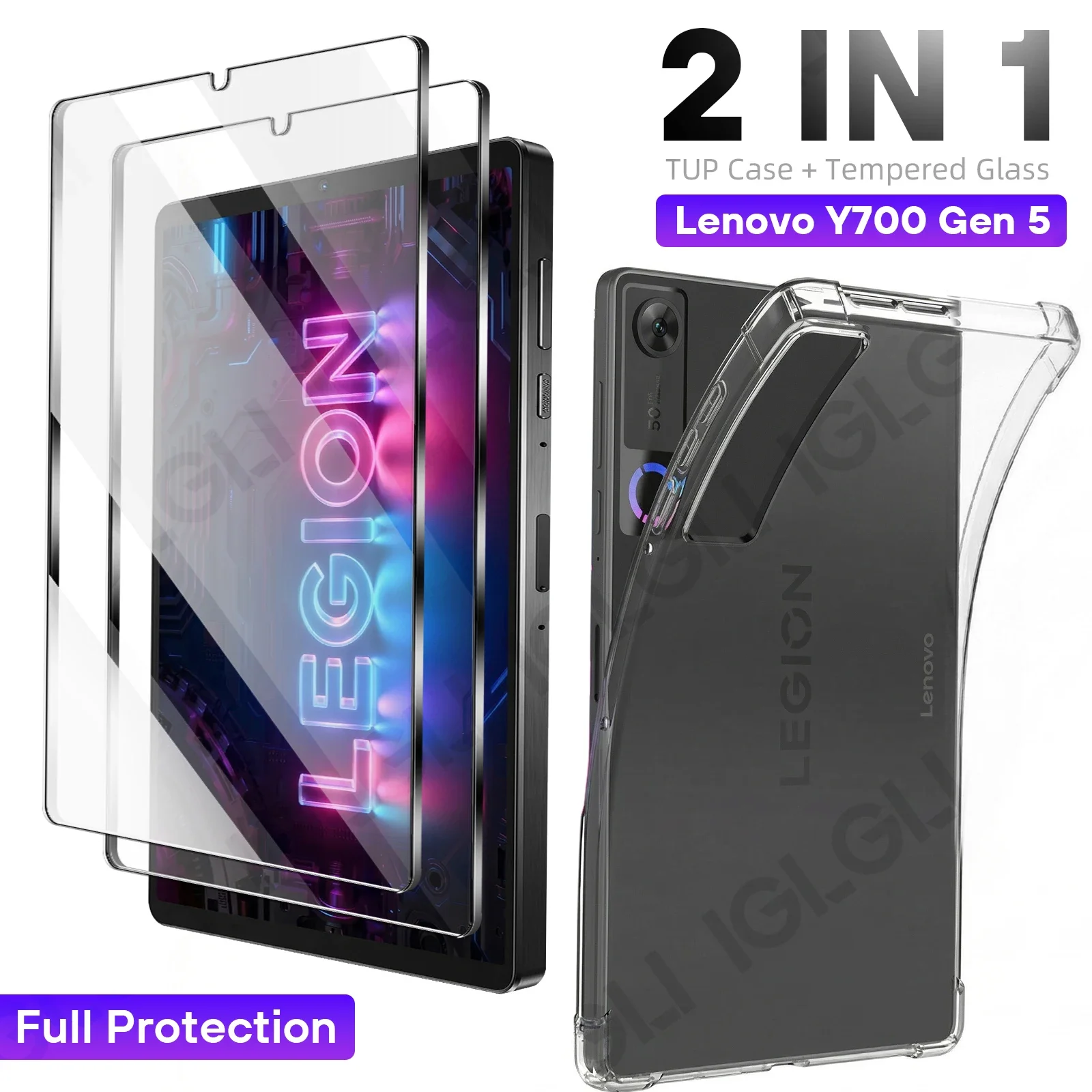 

Защитная пленка для экрана 2-в-1 + чехол из ТПУ для планшета Lenovo Legion Y700 5-го поколения 8,8 дюйма 2026 года: закаленное стекло и защитная накладка, аксессуары