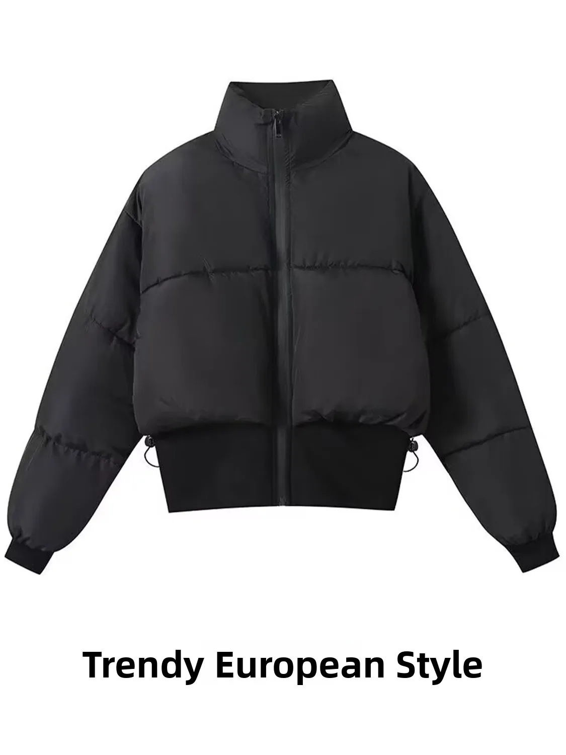 

Женская утепленная куртка на молнии с воротником-стойкой, свободного кроя, с хлопковым наполнителем, из полиэстера, для осени и зимы