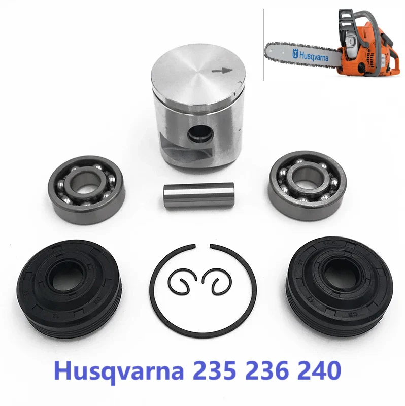 39mm Piston Ring Pin Crank Bearing Oil Seal Kit For Husqvarna 235 236 236E 240 240E Chainsaw Garden Tools Parts 545081894