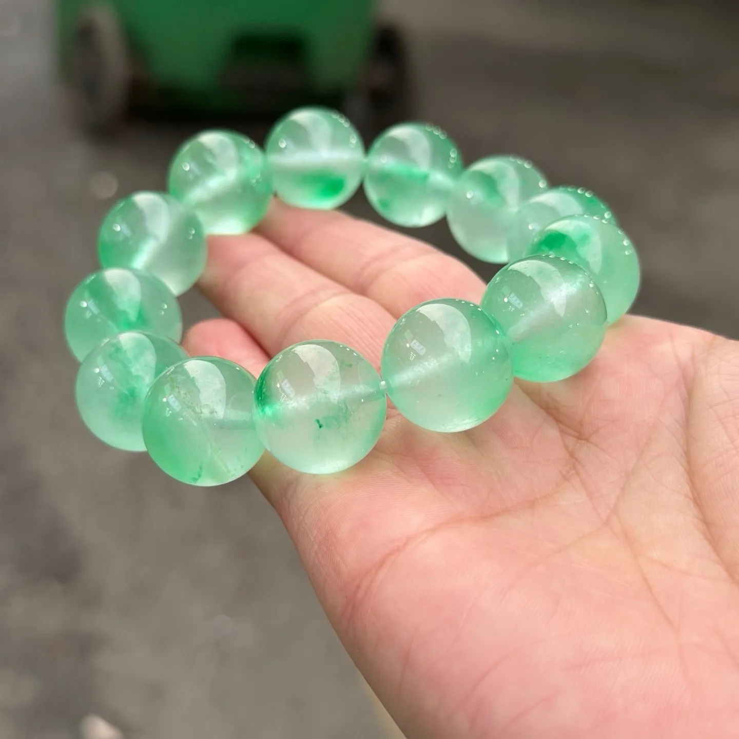 AAA Real Natural Ice Burmese green Beads Jade jadeite Bracelets Bangle 18MM