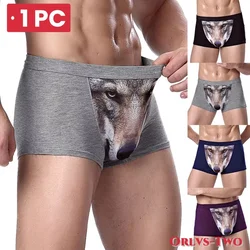 Boxer Men Underpants Modal Men's Wolf Eagle Panties Cartoon Animal Funny Hombre U Pouch Bulge Underwear Men Lingerie Gift