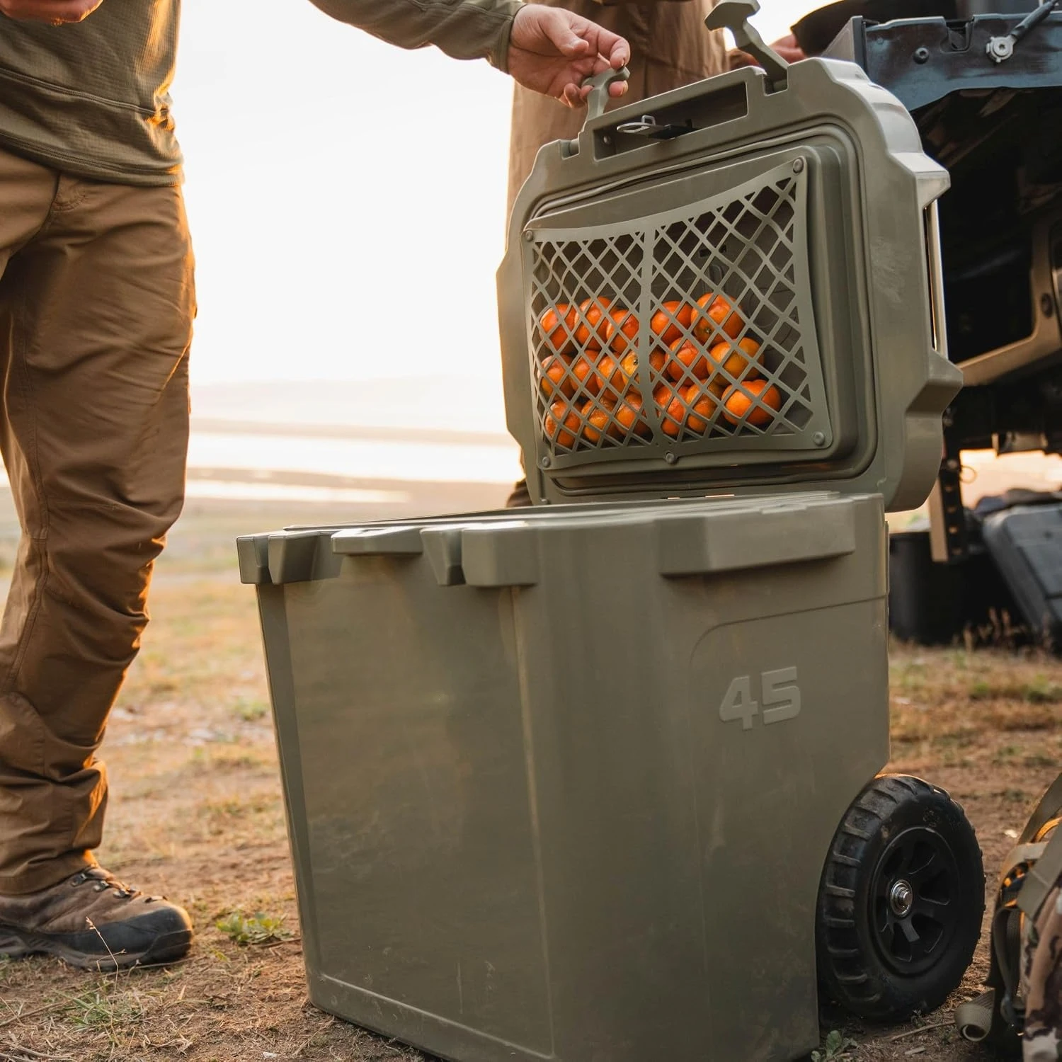 45 Quart Wheeled Ultra‑Tough Rotomolded Hard Ice Chest Cooler, Portable Insulated Beverage Cooler with Wheels for Camping, Fishing, Beach, Tailgating and Outdoor Adventures view 6