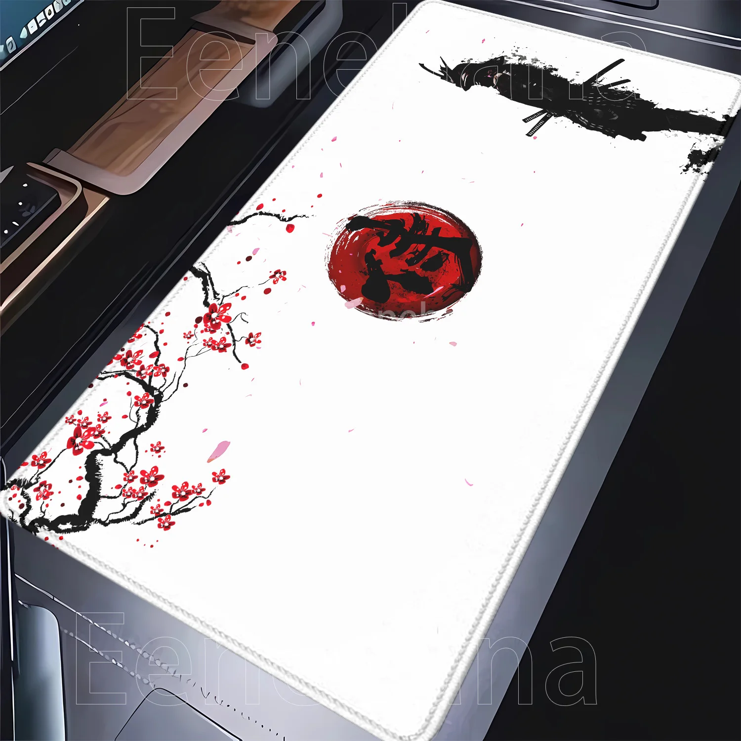 Samurai Warrior Mousepad Gamer Computer Zubehör Tastatur Tischmatte schwarz und weiß Mauspad Company Gaming Laptop Schreibtischunterlage