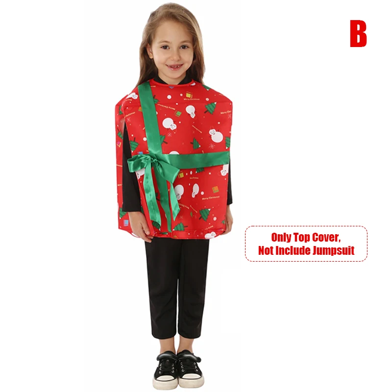 New Year Kids Christmas Costume Santa Claus Gift Box Cosplay Perform Clothing Christmas Carnival Party Fancy Dress For Girl Boy